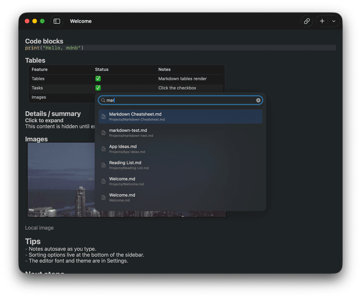 Sidequery search interface