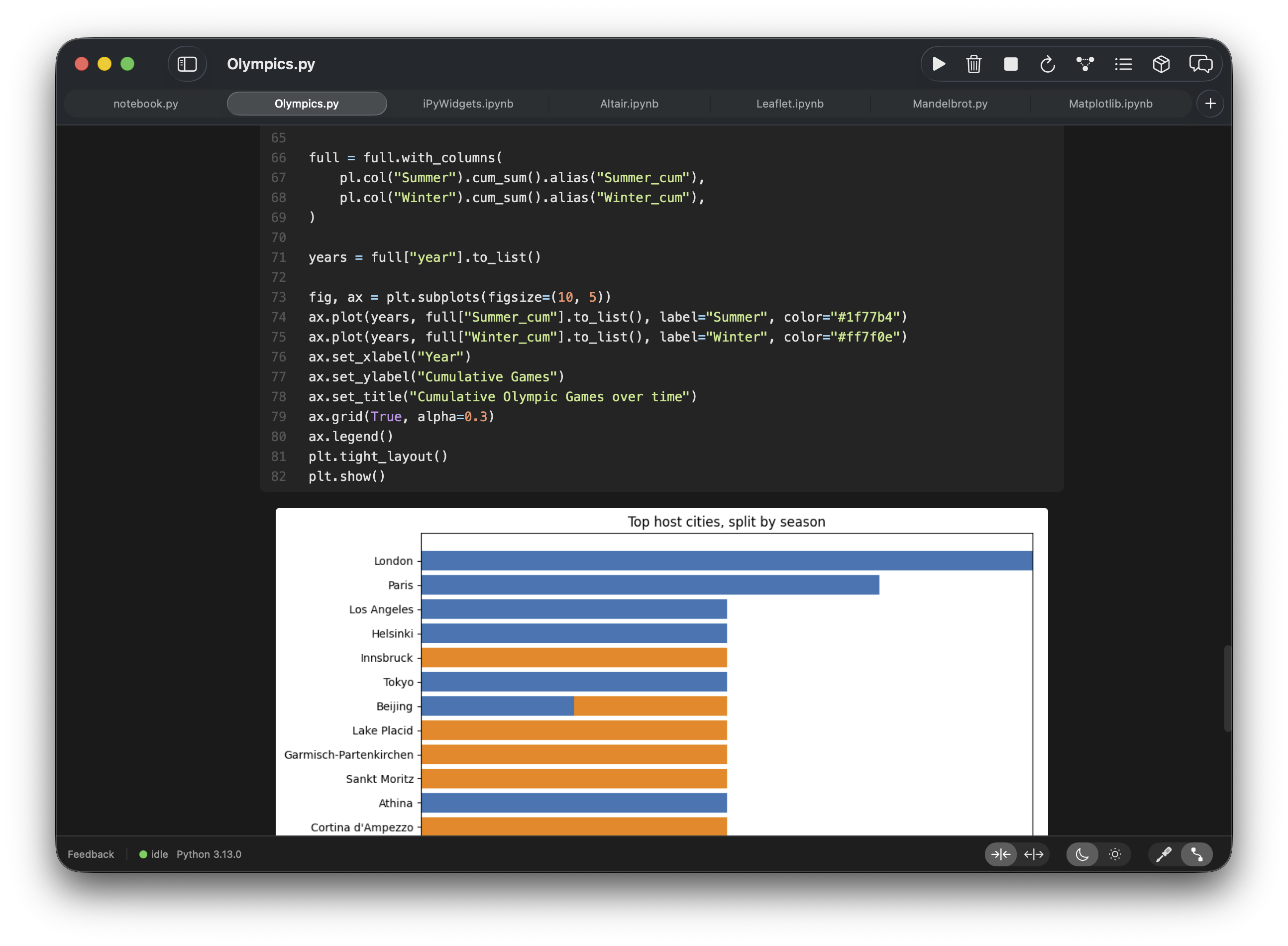 Sidequery Python notebook on macOS